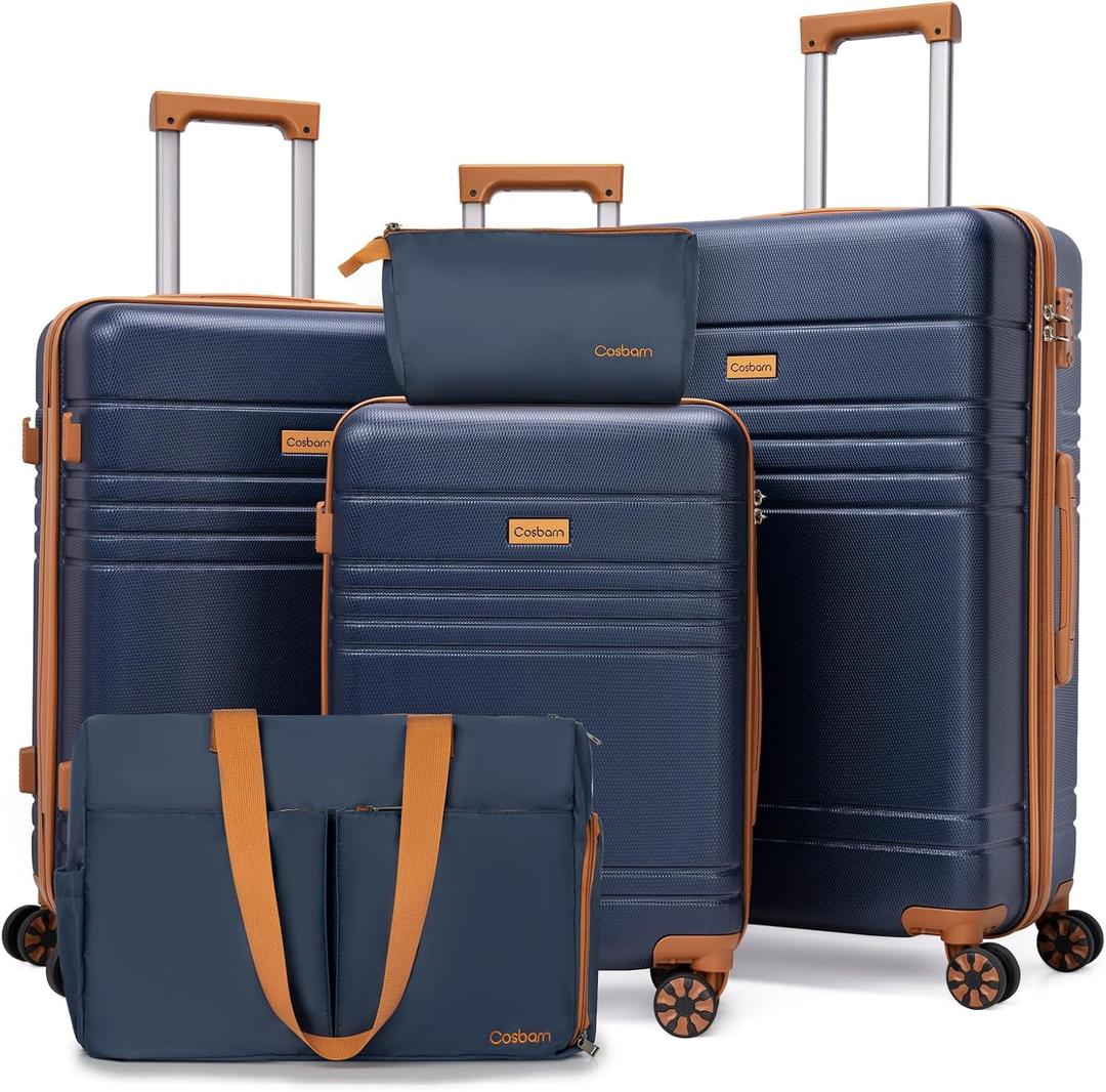 Cosbarn Luggage Sets 5 Piece, Hardshell Suitcase with Spinner Wheels, Large