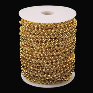 Jerler Pearl Garland 33 Yards/98 Feet Artificial Pearl Bead Chain Trim Strands Roll, Ideal for DIY Crafts, Christmas, Wedding, Bouquet and Party Decoration (5mm-Gold)