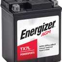 Energizer - ETX7L TX7L AGM Motorcycle and ATV 12V Battery, 85 Cold Cranking Amps and 6 Ahr. Replaces: YTX7L-BS and others, Black