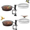 2 Pack Deck Bird Feeders Deck Mount Bird Bath Spa for Dual Use Deck Flower Stand Flower Pot Great for Attracting Birds Detachable and Adjustable Heavy Duty Sturdy Steel,Bronze