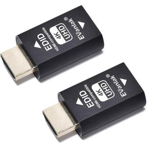 EVanlak 3rd Generrtion Hdmi Edid Emulator Passthrough Eliminated Emulator Adapter Work with Mac Thunderbolt to HDMI Switches/Extender/AV Receiver/Video Splitters 4k- 3840x2160@60Hz-2pack