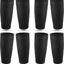 Soccer Shin Guards Sleeves 4 Pairs Flexible Soccer Shin Guard Leg Performance Support Polyester Soccer Shin Guard Sleeve Holder with Pocket for Soccer Sport(Black,L)
