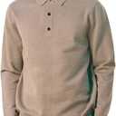 Men's Polo Sweater Fashion Collar Casual Sweater (Brown, XL)