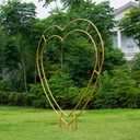 Heart Shaped Balloon Arch Stand for Proposal, 6.7FT Large Metal Heart Arch Frame for Wedding Backdrop, Love Flower Arch Decor for Engagement Party Display (Gold)