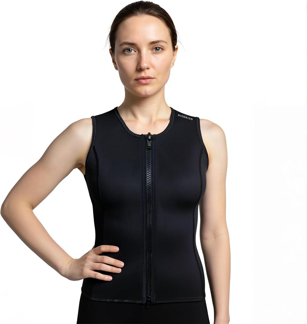 Wet Suits for Men Women, 3mm Neoprene Vest Top Sleeveless Wetsuits Jacket, Front Zip Wetsuit Top for Scuba Diving Kayaking Surfing Swimming (X-Large)