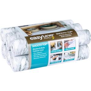 Smooth Top EasyLiner for Cabinets & Drawers - Easy to Install & Cut to Fit - Shelf Paper & Drawer Liner Non Adhesive - Non Slip Shelf Liner - 12 Inch Width - 60 Total Feet - Gray Marble (12" x 10' (Pack of 6))