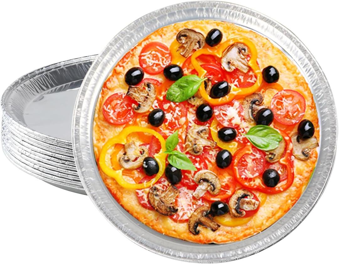 Pack of 12 Disposable Round Foil Pizza Pans, Round Aluminum Foil Pans Large Serving Trays for Pizzas, Giant Size Chocolate Chip Cookie Cake Tin Size: 12 Inch