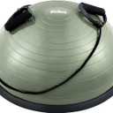 ZELUS Balance Ball Trainer with Resistance Bands and Foot Pump, Inflatable Yoga Ball for Home Gym Workouts, 23 Inch Exercise Half Ball for Balance Training Core Strength Fitness More, 330lb Cap (Matcha green)