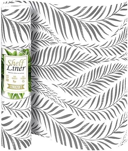 Jersow Cabinet Liner Non Adhesive Shelf Liner 12" X 20 Ft, Waterproof Drawer Paper Liner for Kitchen Cabinets/Refrigerator/Wire Shelving/Bathroom/Pantry-Heavy Duty, Easy to Trim, Durable(Grey)