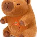 HyDren Breathing Stuffed Animal 9 inch Calming Soothers for Sleep Heartbeat Plush for Anxiety with Music Lights and Rhythmic Breathing Motion Anxiety Relief Portable Plush Sound Machine(Capybara)