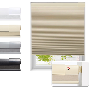 Tonature No Drill Cellular Shades for Indoor Windows, Thermal Insulating & Noise Reducing Honeycomb Blinds, Free Stop Cordless Blackout Shades, Beige, 35" W x 64" H