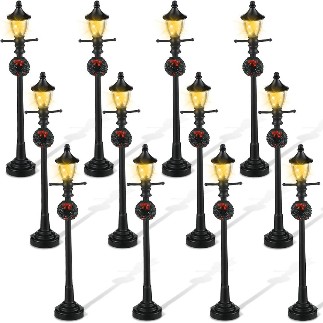 Adorable Christmas Accessories - 12 Piece Fairy Lamp & Train Lantern Set for DIY Dollhouse Village Pathway
