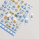 6 x Soccer Nail Art Stickers, 3 Sheets USA Canada Argentina Country Flag Football Nail Decals, Waterproof Self-Adhesive World Cup Sports Nail Decorations for Women Girls Kids Game Day Manicure