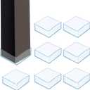 uxcell 8Pcs Chair Leg Floor Protectors, 3.1 x 3.1 Inch Clear Chair Leg Caps, Square Transparent Furniture Foot Covers Non-Slip Anti-Scratch for Floor, Hardwood, Tile Protection