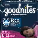 Goodnites Girls' Nighttime Bedwetting Underwear, Size Large (68-95 lbs), 11 Ct