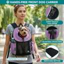 PetAmi Adjustable Cat & Dog Front Chest Carrier Backpack, Ventilated for Hiking & Camping, Max 10 lbs, Purple