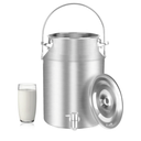 304 Stainless Steel 10 Liter Milk Can Milk Bucket Liquor Pail Bucket with Spigot 2.64 Gallon Milk Can Tote Jug with Sealed Lid Heavy Duty for Milk and Liquor