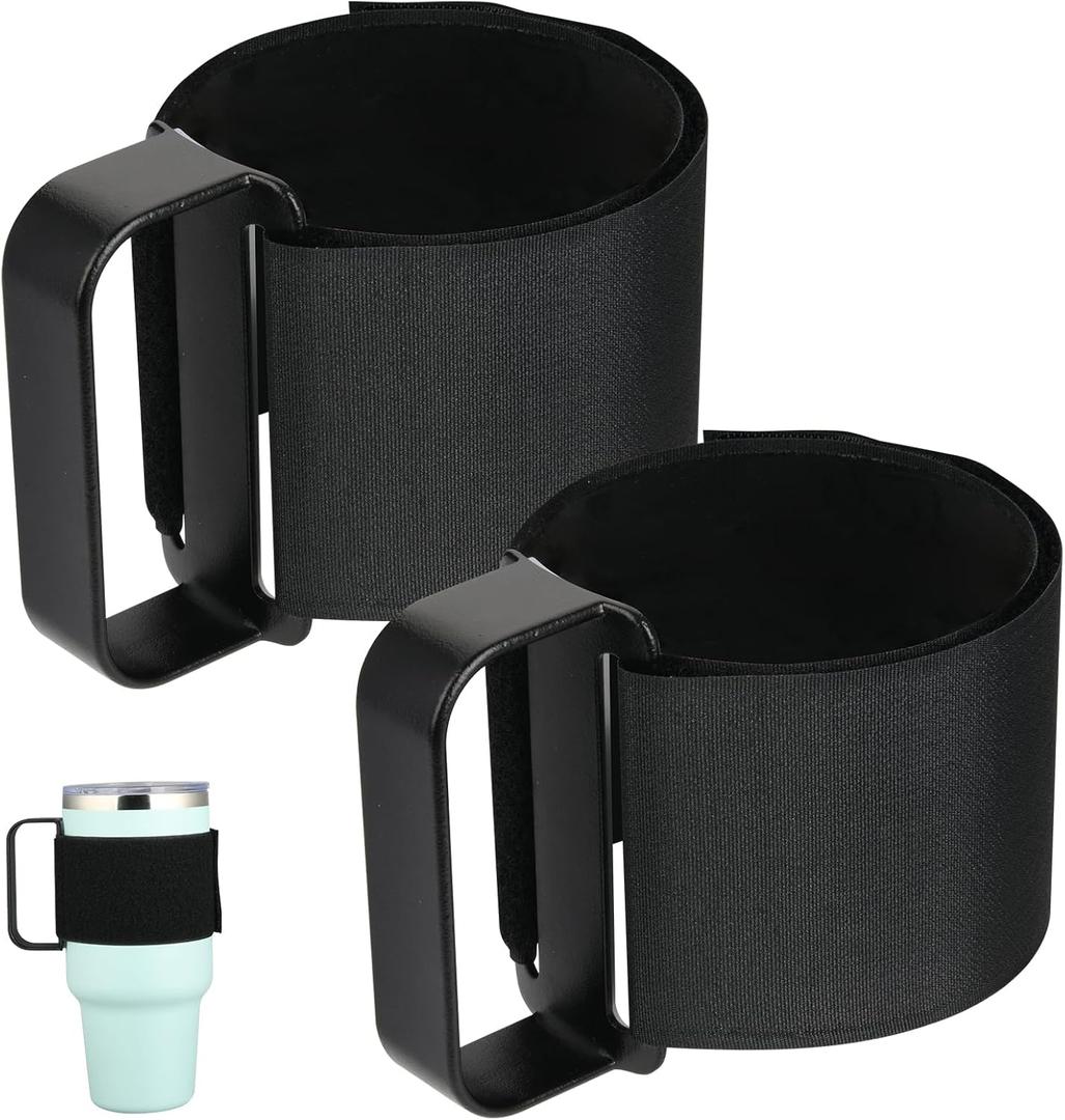 Tumbler Handle for 30OZ YETI Rambler, RTIC, Owala, Ozark Trail Travel Mug, Adjustable Handle Fit for 20Oz - 64Oz Water Bottles, Anti Slip Cup Handle for Tumblers, Tumbler Bottle Holder (Black, 2PCS)