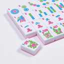 2026 American Mahjong Set Complete with Light Blue Carrying Bag, 166 Pink Engraved Melamine Mahjong Tiles（1.2"）, 4 All-in-One Transparent Mahjong Racks with Pushers, Majiang Tile Set
