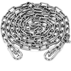 Dog Chain for Yard, 4MM 25FT Leads for Yard Heavy Duty Stainless Steel Dog Tie Out Cable Chew Proof Chain Leashes with Swivel Hook for Camping Outside