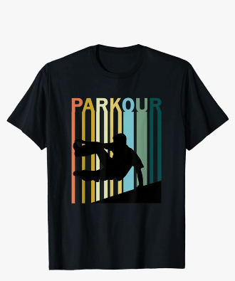 Vintage Style Parkour Silhouette T-Shirt, M