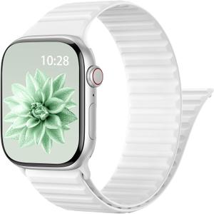Patented Magnetic Sport Silicone Band Compatible with Apple Watch Bands 38mm/40mm/41mm/(42mm-series 11 10) Women Men, Soft Silicone Sport Loop Strap for iWatch 