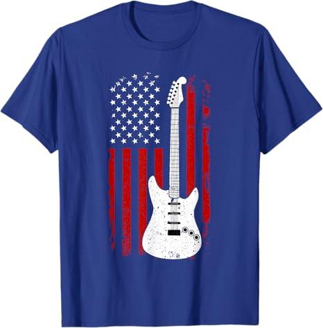 Guitar American US Flag Music Player Electric Guitarist Gift T-Shirt