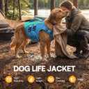 Queenmore XS Dog Life Jacket,Reflective Small Dog Life Vest for Swimming BoatingAdjustable Pet Life Vest for Extra Small Dogs with High Buoyancy,Safety Dog Swimming Vest with Handle(Blue,XS)