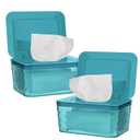Wipes Dispenser, One-Handed Operation Wipe Holder for Baby & Adult, Seal-Designed Wipes Container for Bathroom Keep Diaper Wipes Fresh (2 Pack Green)