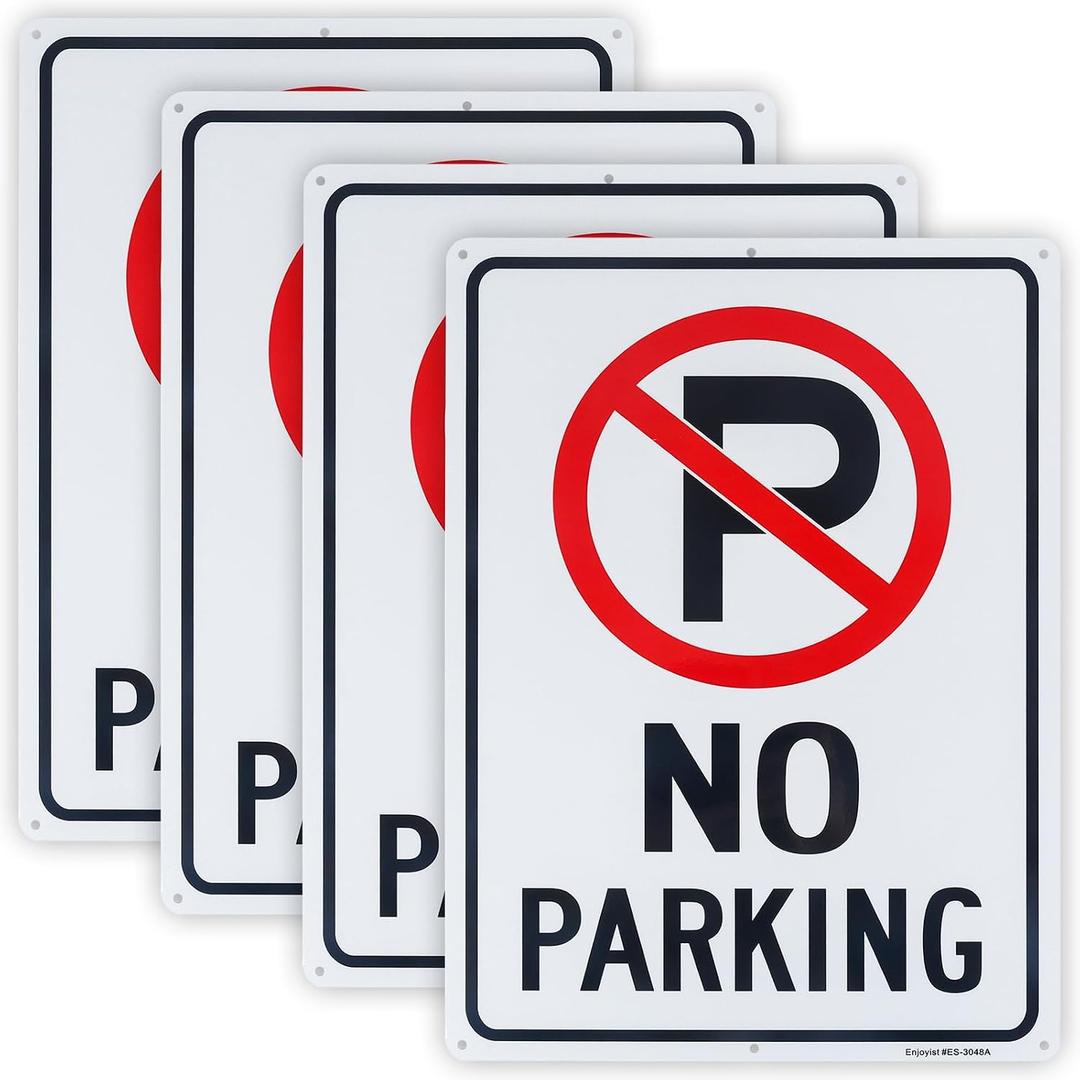 4 Pack No Parking Sign, 14" x 10" .040 Rust Free Aluminum Reflective, UV Protected and Weatherproof