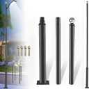 Street Light Pole 10Ft Tall, Outdoor Solar Street Lamp Post with Base,Sub-Assembly of Street Light Poles for Backyard, Street, Patio,Park,Parking,Walkway (10FT Black 114+76mm)