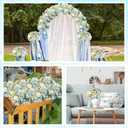 Tigeen 12 Bundles Peonies Artificial Flowers Faux Roses Silk Flowers Hydrangea Artificial Bouquet for Wedding Table Centerpiece Floral Vase Home Office Bridal Decor (Champagne White,Blue)