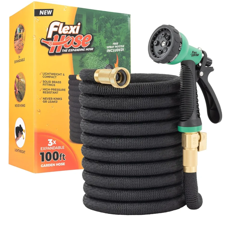 100 ft Expandable Garden Hose with 10 Function Nozzle Sprayer, Lightweight Flexible Water Hose with Durable Collapsible Latex Core & Solid Brass Fittings, 100ft Retractable Stretch Hose, Black 100 ft Expandable Garden Hose with 10 Function Nozzle Sprayer, Lightweight Flexible Water Hose with Durable Collapsible Latex Core & Solid Brass Fittings, 100ft Retractable Stretch Hose, Black