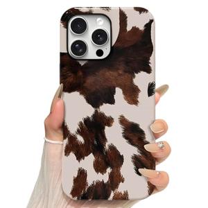 Skyseaco for iPhone 16 Pro Max Case, Treny Cow Print Phone Case Hybrid 2-Layer Hard Shell,Shockproof Soft for Girl Women Boy Men