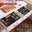 Aujen Silverware Organizer - Expandable Kitchen Drawer Organizer, Adjustable Utensil Organizer, Cutlery Tray for Forks, Knives, Multipurpose Kitchen Organizers and Storage Solution, Black, Medium
