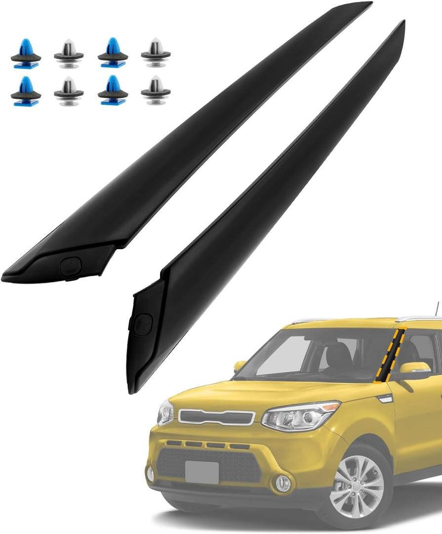 Windshield A-Pillar Trim Molding Set, Compatible with 2014-2019 Kia Soul, Front Driver & Passenger Side, Exterior Plastic Windshield Trim, Replace#86170-B2000, 86180-B2000, Window Outside Accessories