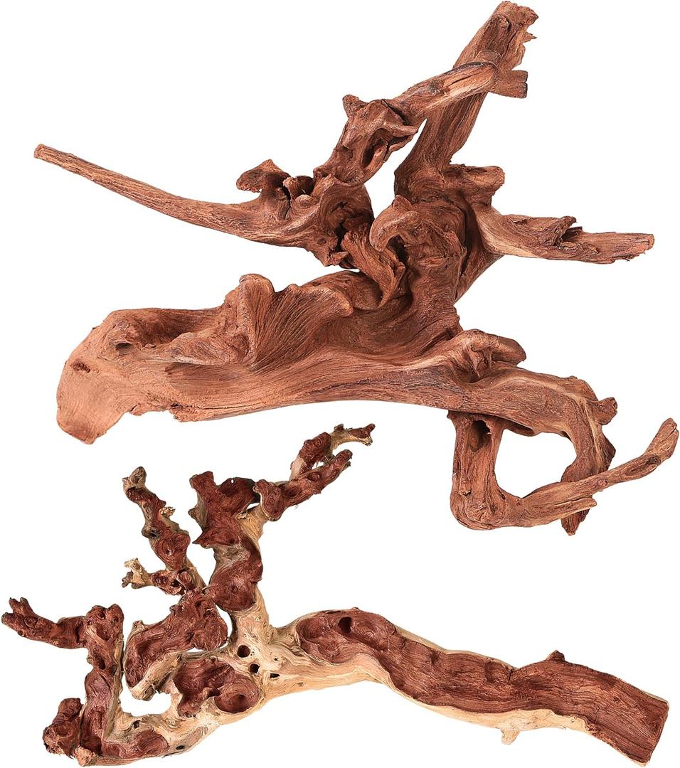 majoywoo Natural Large Coral Driftwood for Aquarium Decor Reptile Decor, Assorted Driftwood Branch 13 " 2 Pcs, Fish Tank Decoration