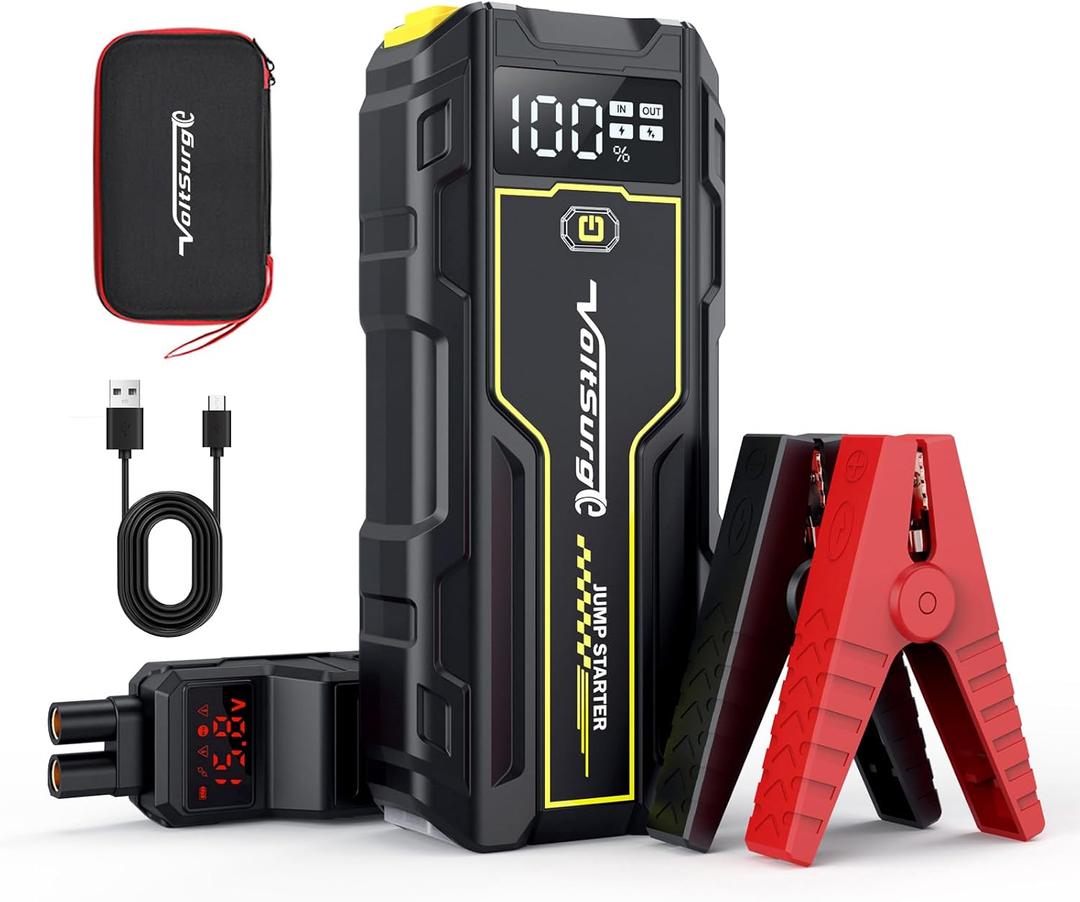 6000A Car Jump Starter, VoltSurge Battery Jumper Starter Portable (Up to 10L Diesel or All Gas), Jump Box for Car Battery Charger Jump Starter with 12V LED Lamp & Large LCD Screen