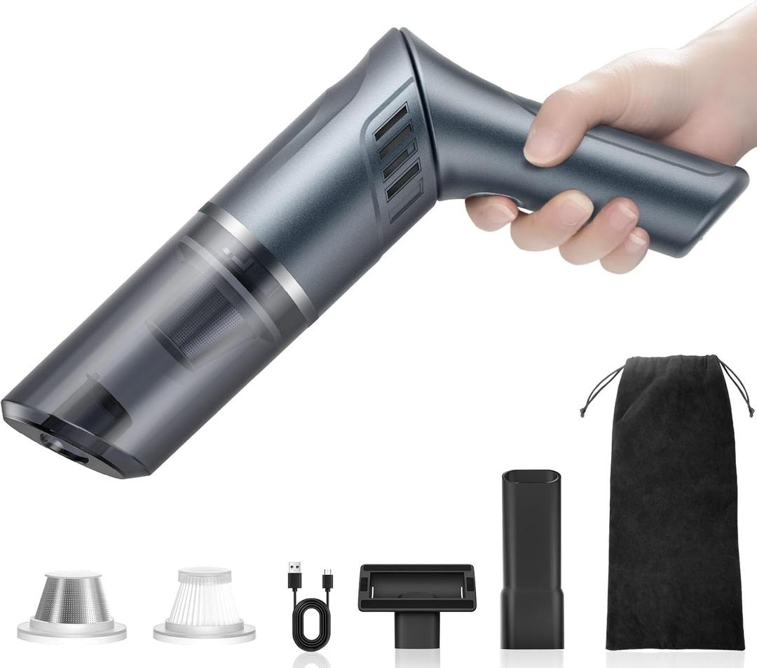 Cordless Car Vacuum Cleaner - Portable Handheld Vacuum with 90 Adjustable Handle,120W / 15000Pa Rechargeable Mini Dust Buster for Cars,Carpets and Pet Hair