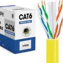 Cmple - Cat6 Cable 1000ft Bulk Lan Ethernet Cat 6 Wire Network UTP 23AWG CMR Riser 10Gbps 550 MHz Pull Box 1000 Feet, Yellow