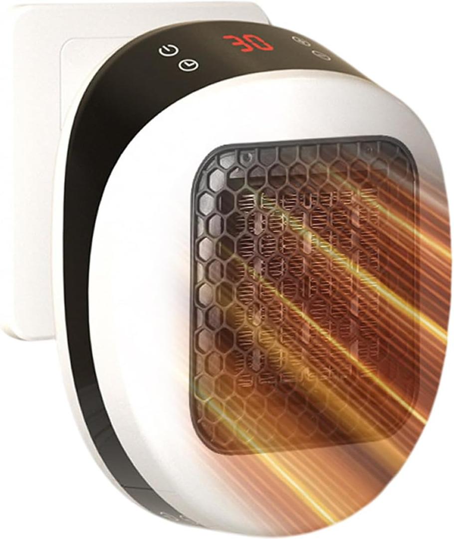 Portable Plug In Space Heater, 600W Small Wall Outlet Heater for Indoor Use, Adjustable Thermostat and Timer, Overheat Protection, Fast and Safe Heat for Bathroom Office Bedroom Home
