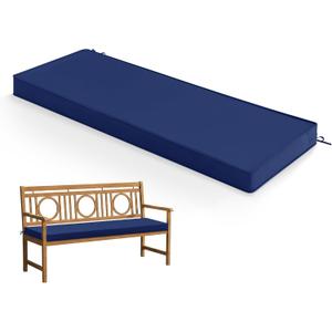 Summsun Outdoor Bench Cushion: Waterproof and Fade Resistant Patio Furniture Cushions - Non-Slip Bench Pad Cushion with Removable Cover for Garden Swing Porch Sofa Settee, 48 x 18 x 3 Inch, Navy Blue