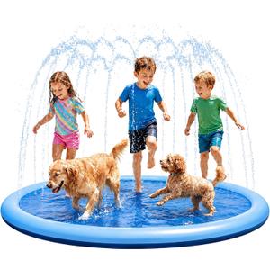 Non-Slip Splash Pad for Kids & Dogs 67" Large Outdoor Water Play Sprinklers