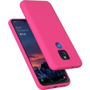 E Segoi Moto G Play 2021 Case, Liquid Silicone Gel Rubber Shockproof Case Soft Microfiber Cloth Lining Cushion Compatible with Motorola Moto G Play 2021 6.5 inch (Hot Pink)