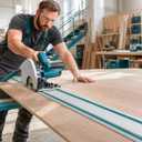194368-5 110in Track Saw Guide Rail for Makita. Track Saw | 55"x2 Rail tracks with Connectors, Pre-Installed Splinter Guard & Anti-Slip Strips for Clean, Stable Cutting