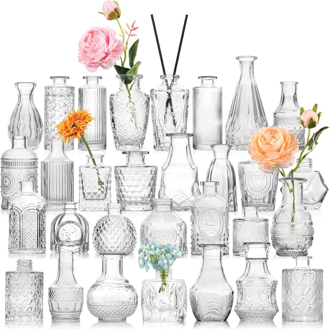 BIGIVACA Set of 30 Clear Bud Vases for Wedding Centerpieces and Table Decor