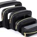 5PCS Diaper Bag Organizer Pouch Set, TSA Approved Toiletry BagClear Waterproof TPU Makeup Bag Set Travel Organizer Bags for Women and Kids (Black)