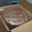 Homepop Home Decor | Button Tufted Faux Leather Round Storage Ottoman | Ottoman with Storage for Living Room & Bedroom (Brown)