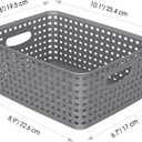 WYT Weave Storage Organizer Baskets, Grey 6-Pack Plastic Woven Baskets, 10.1" x 7.55" x 4.1"