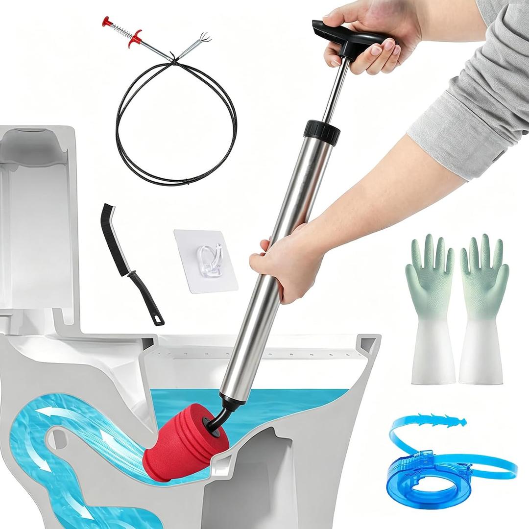 Toilet Plunger,Bathroom Plunger, High Pressure Toilet Auger,Powerful Air Drain Unclogger and Toilet Clog Remover, Toilet Plunger for Sinks and Clogged Pipes
